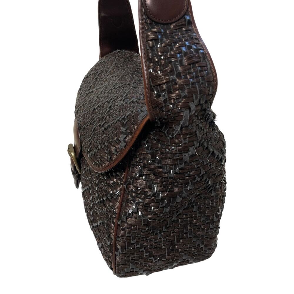 Marni Brown Raffia & Glossy Leather Woven Large Shoulder Bag - Picture 5 of 9